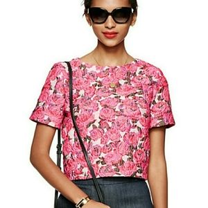 Kate Spade Pink floral brocade crop top